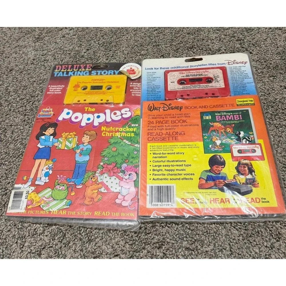 Vintage Read Along Book & Cassette Tape VTG Disney Great Mouse Detective Popples